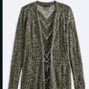 Longline Open-Front V-Neck Women's Cardigan – Olive Green